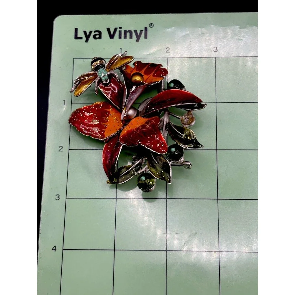 VTG 8 LARGE Flower Power Enamel Metal Brooch Pin Lot Retro 60s 70s( 1.75”-4”)